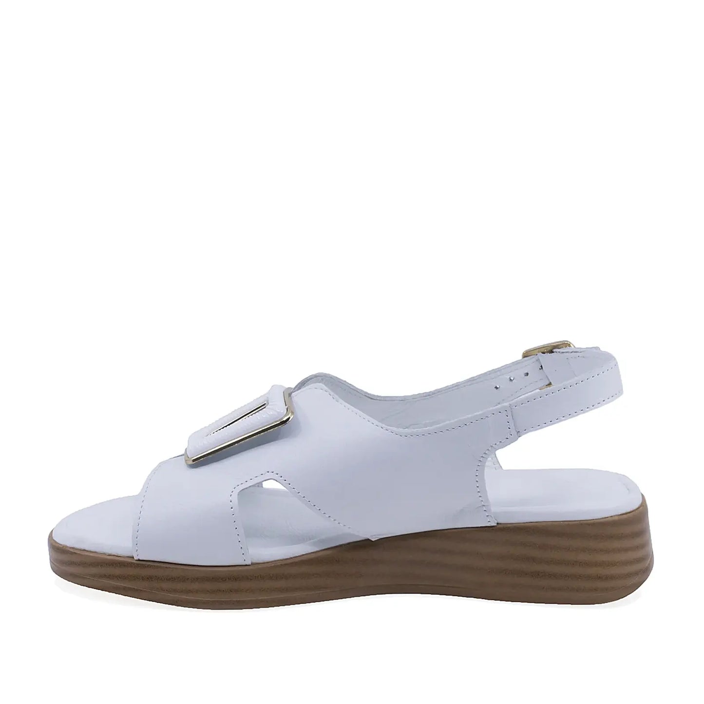 Sandale dama casual din piele naturala Anna Viotti D72-25-999 albe vedere lateral stanga stil modern