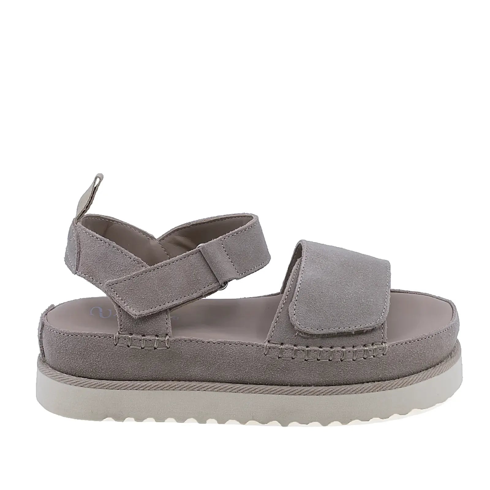 Sandale dama casual Anna Viotti D113-OWS004-9 piele intoarsa bej vedere lateral dreapta cu platforma confortabila