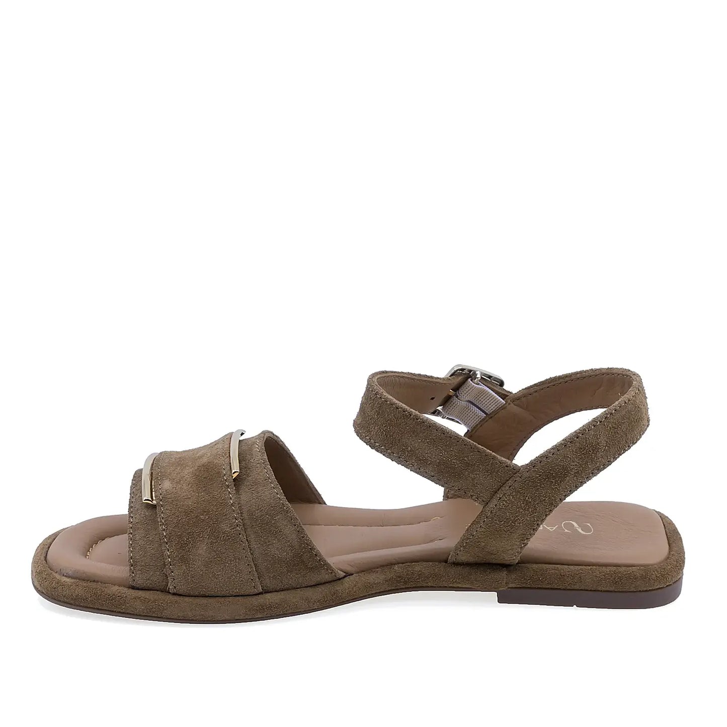 Sandale dama casual Anna Viotti D75-29624 piele intoarsa maro vedere laterala stanga cu design confortabil
