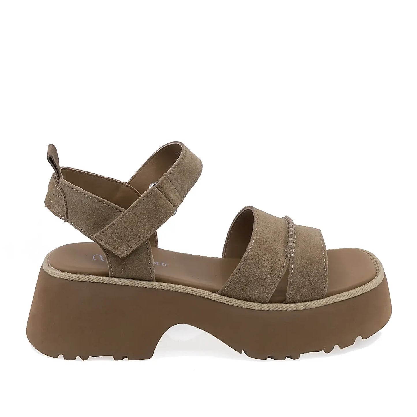 Sandale dama casual Anna Viotti D113-OWS003-1 piele naturala nabuc cafe vedere lateral dreapta confortabile