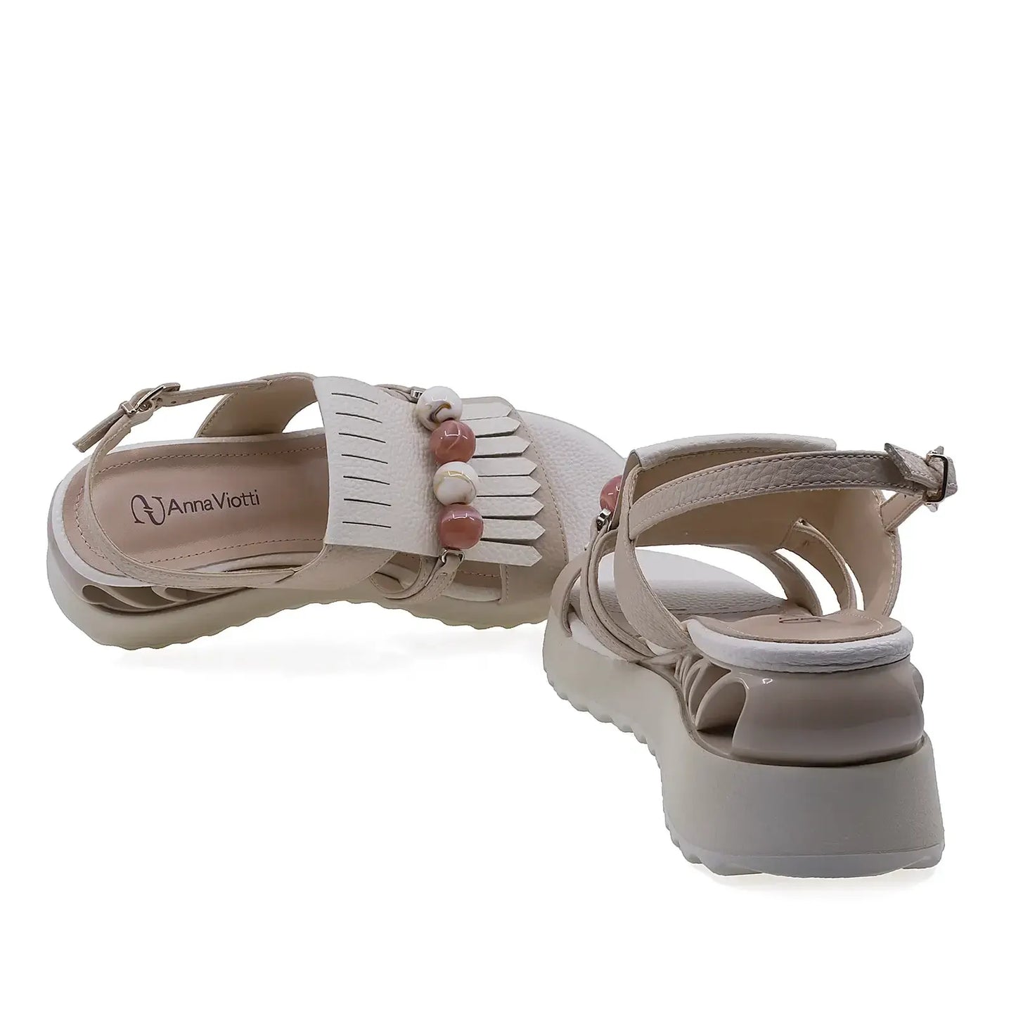 Branț sandale damă Anna Viotti din piele naturală bej, model D106-RD909-A824, confort sporit pentru purtare zilnică