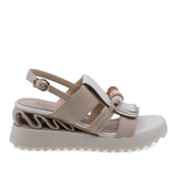 Sandale damă casual Anna Viotti din piele naturală bej, model D106-RD909-A824, vedere lateral dreapta cu platformă confortabilă
