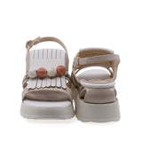 Sandale damă Anna Viotti din piele naturală bej, model D106-RD909-A824, vedere spate cu platformă 3,5 cm