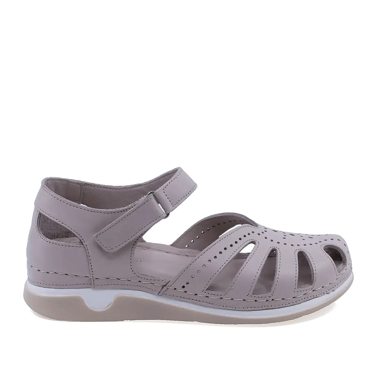 Sandale dama Anna Viotti D60-M31 piele naturala gri vedere laterala dreapta pentru confort zilnic