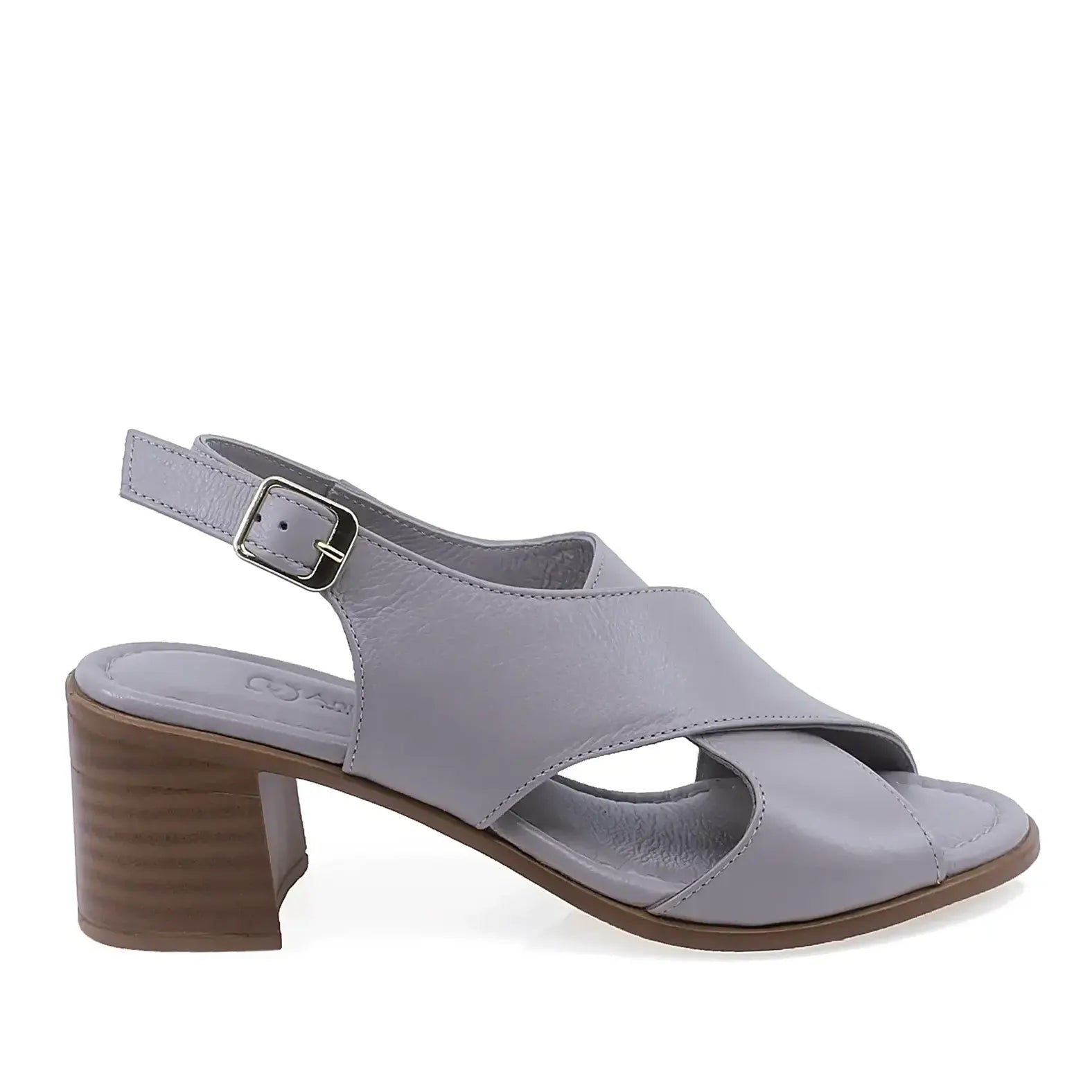 Sandale dama Anna Viotti D73-1503 din piele naturala gri vedere laterala dreapta design casual cu toc 6 cm stabil