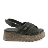 Sandale dama Anna Viotti D58-7004 piele naturala kaki vedere laterala dreapta cu talpa platforma