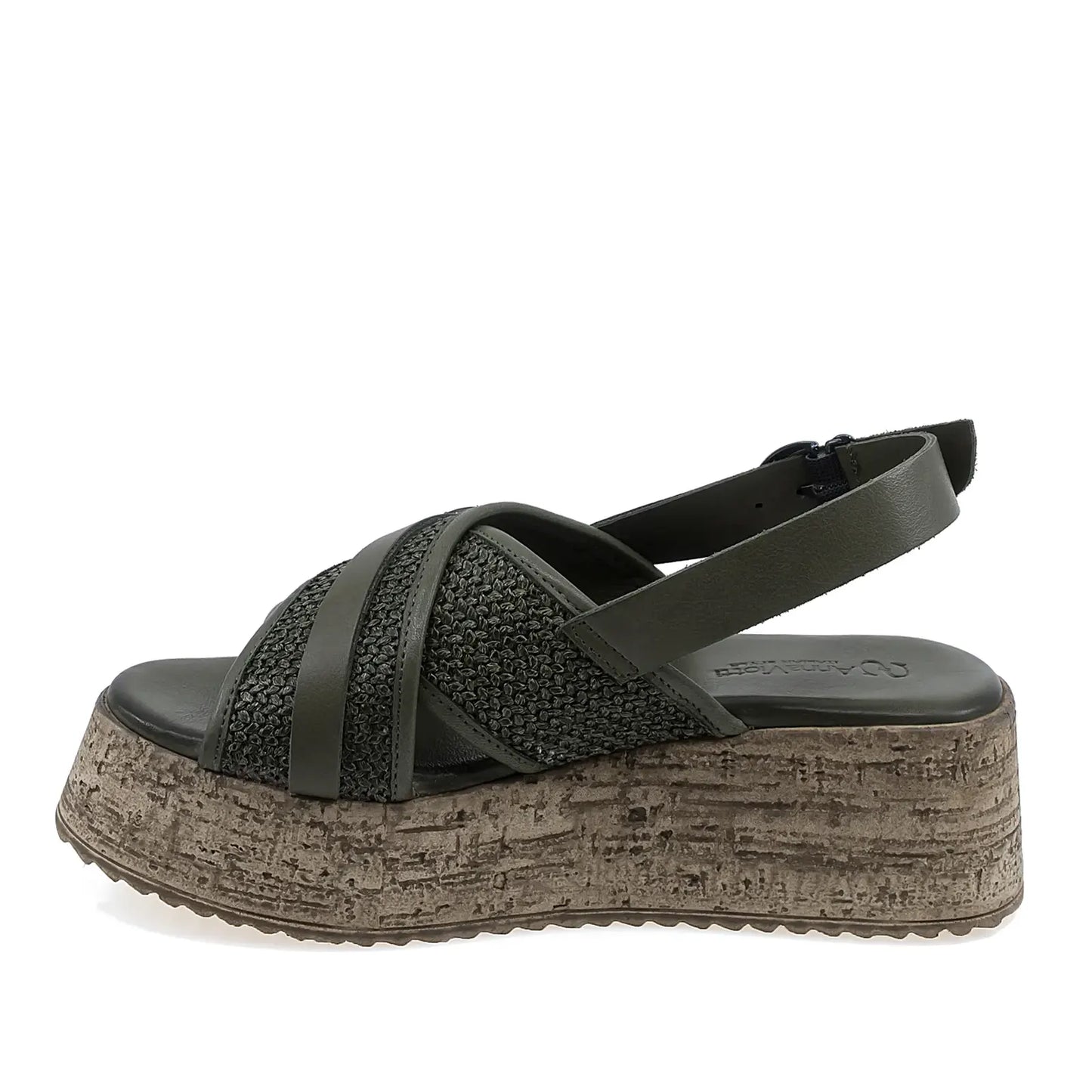 Sandale dama casual Anna Viotti D58-7004 kaki vedere laterala stanga design modern si confortabil