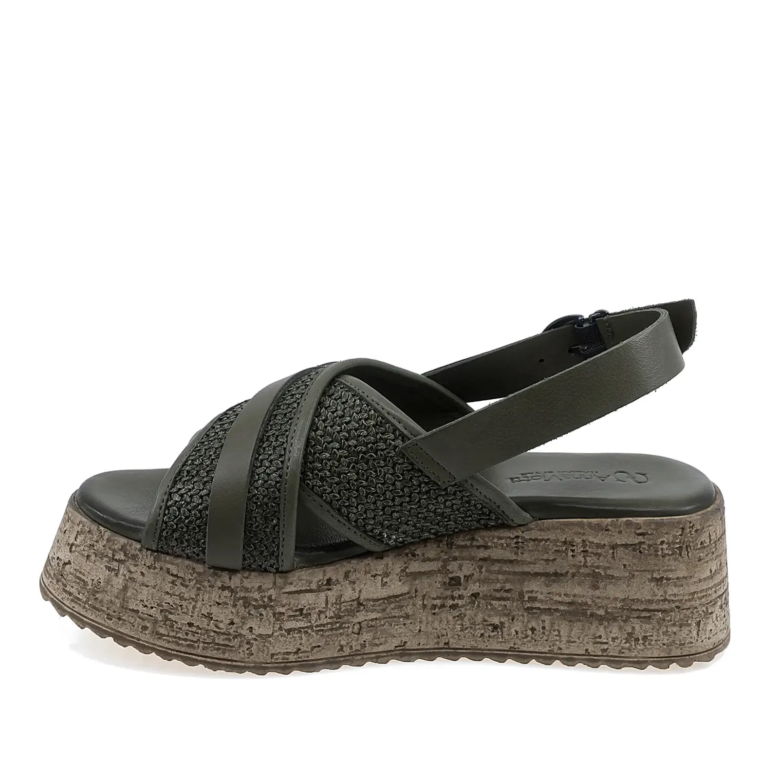Sandale dama casual Anna Viotti D58-7004 kaki vedere laterala stanga design modern si confortabil