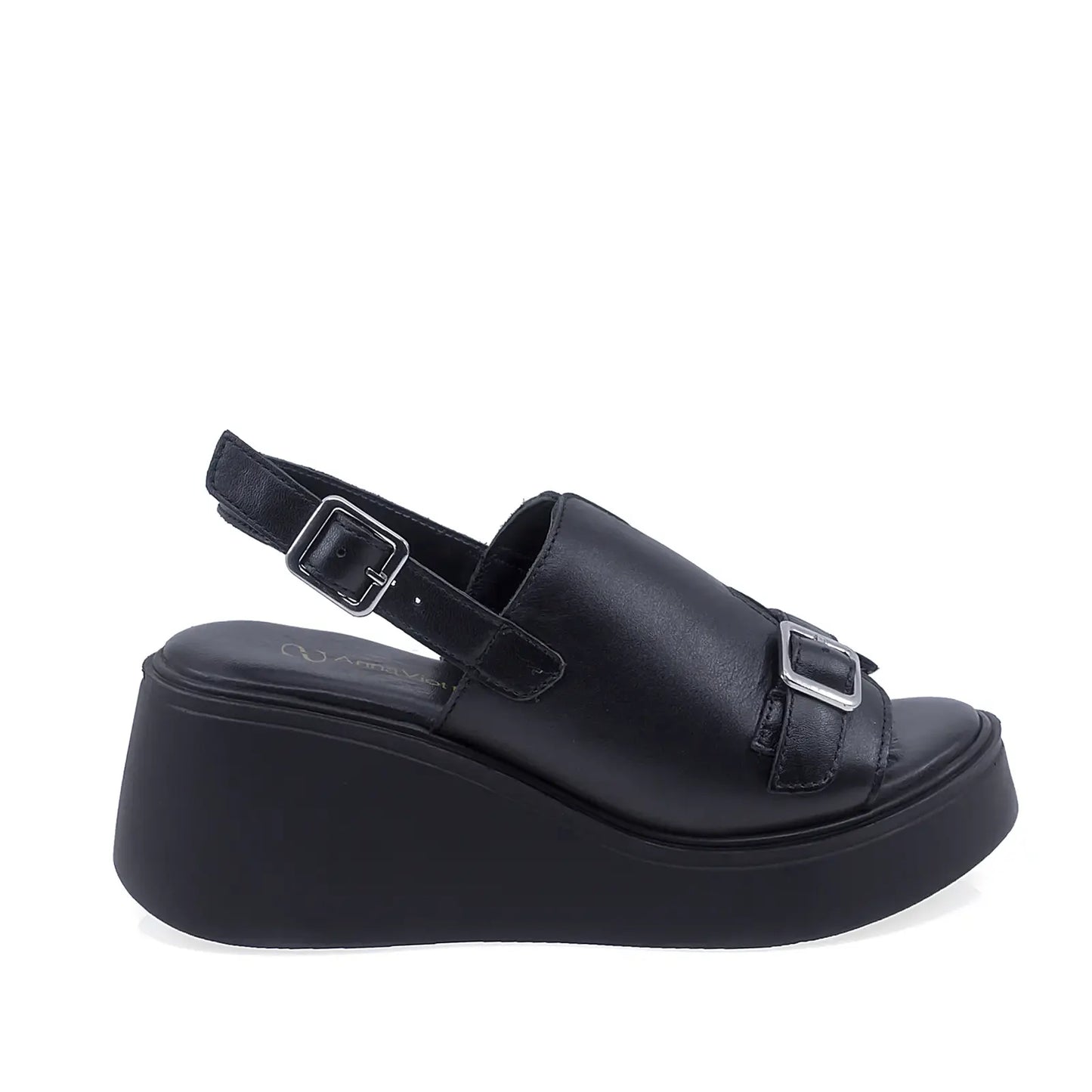 Sandale dama Anna Viotti D202-82377 piele naturala neagra vedere laterala dreapta design modern casual