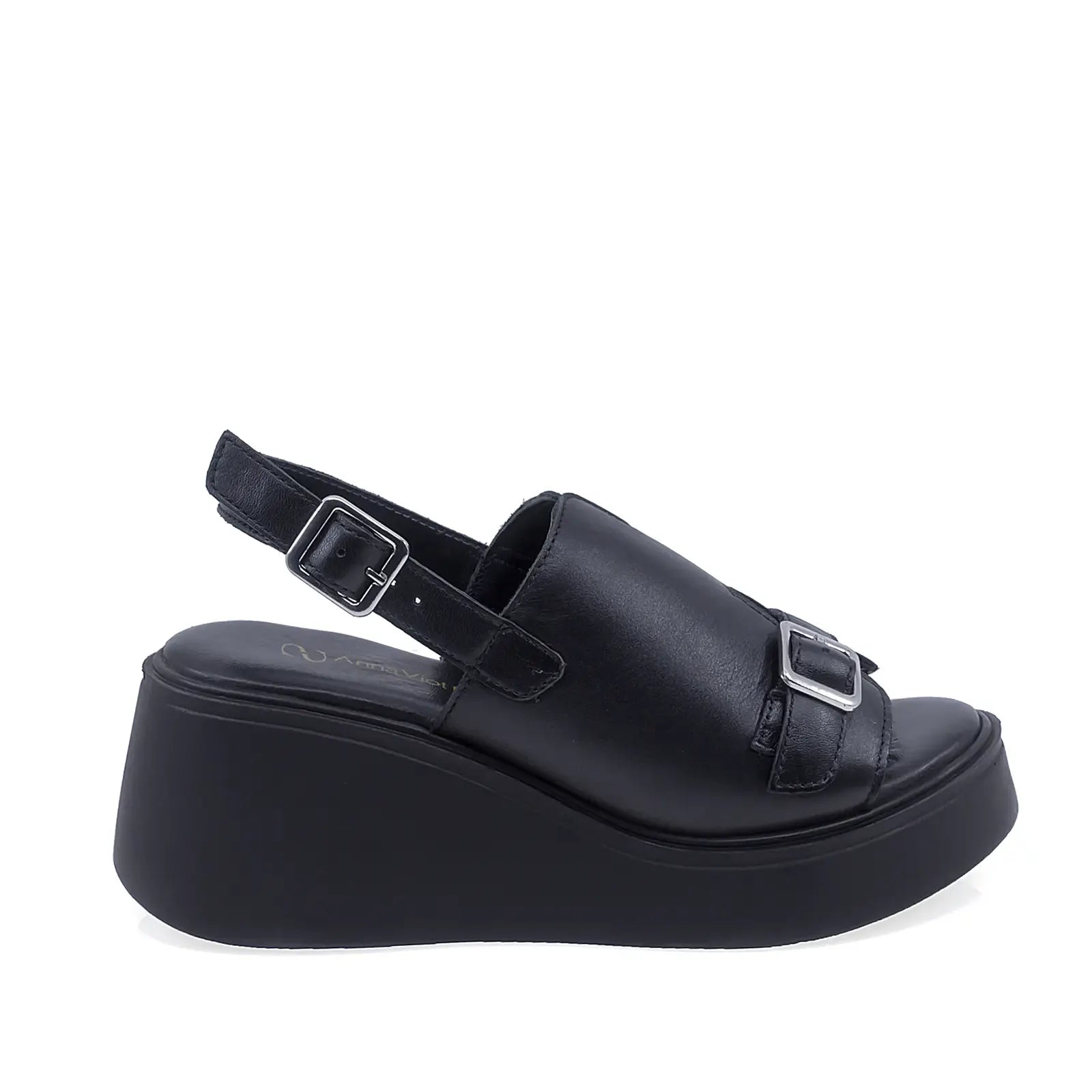Sandale dama Anna Viotti D202-82377 piele naturala neagra vedere laterala dreapta design modern casual