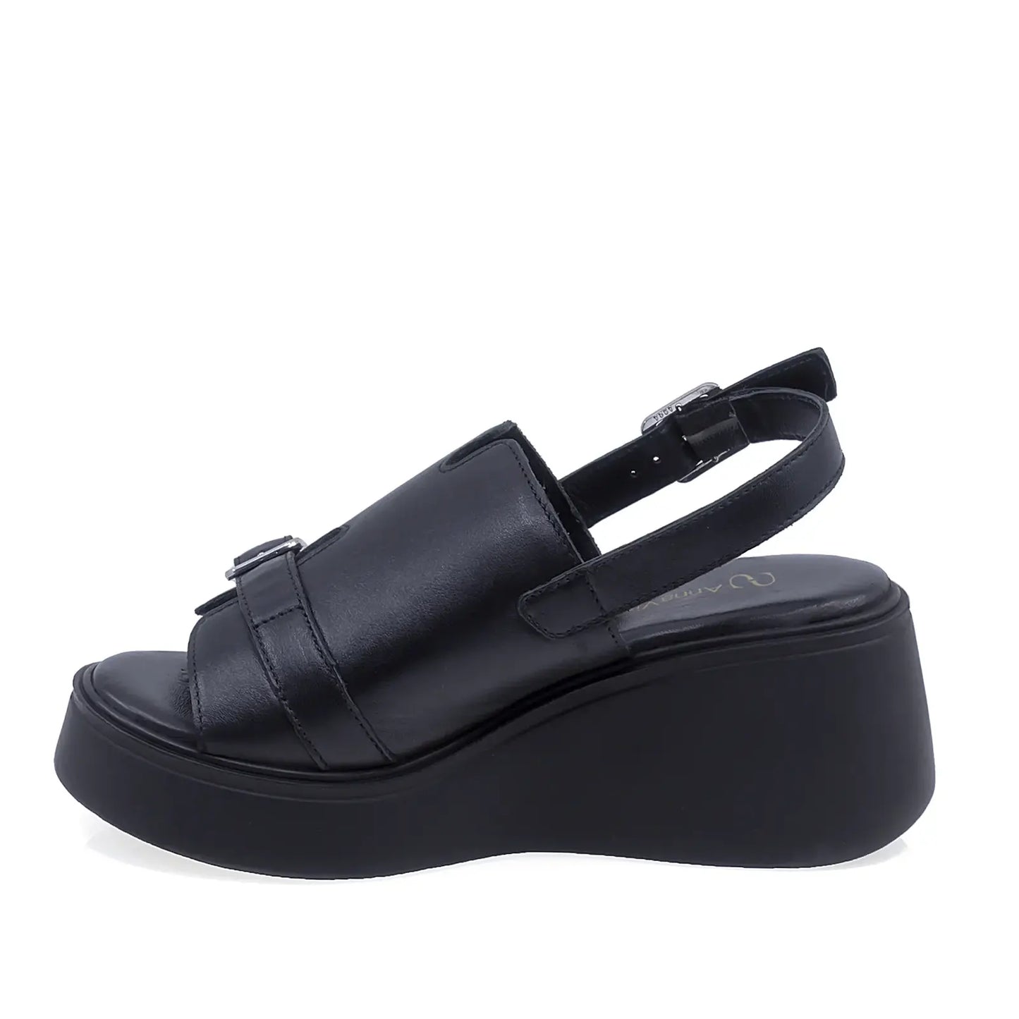 Sandale dama casual Anna Viotti D202-82377 negre din piele naturala vedere laterala stanga confort zilnic