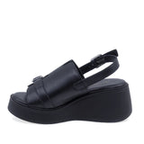 Sandale dama casual Anna Viotti D202-82377 negre din piele naturala vedere laterala stanga confort zilnic