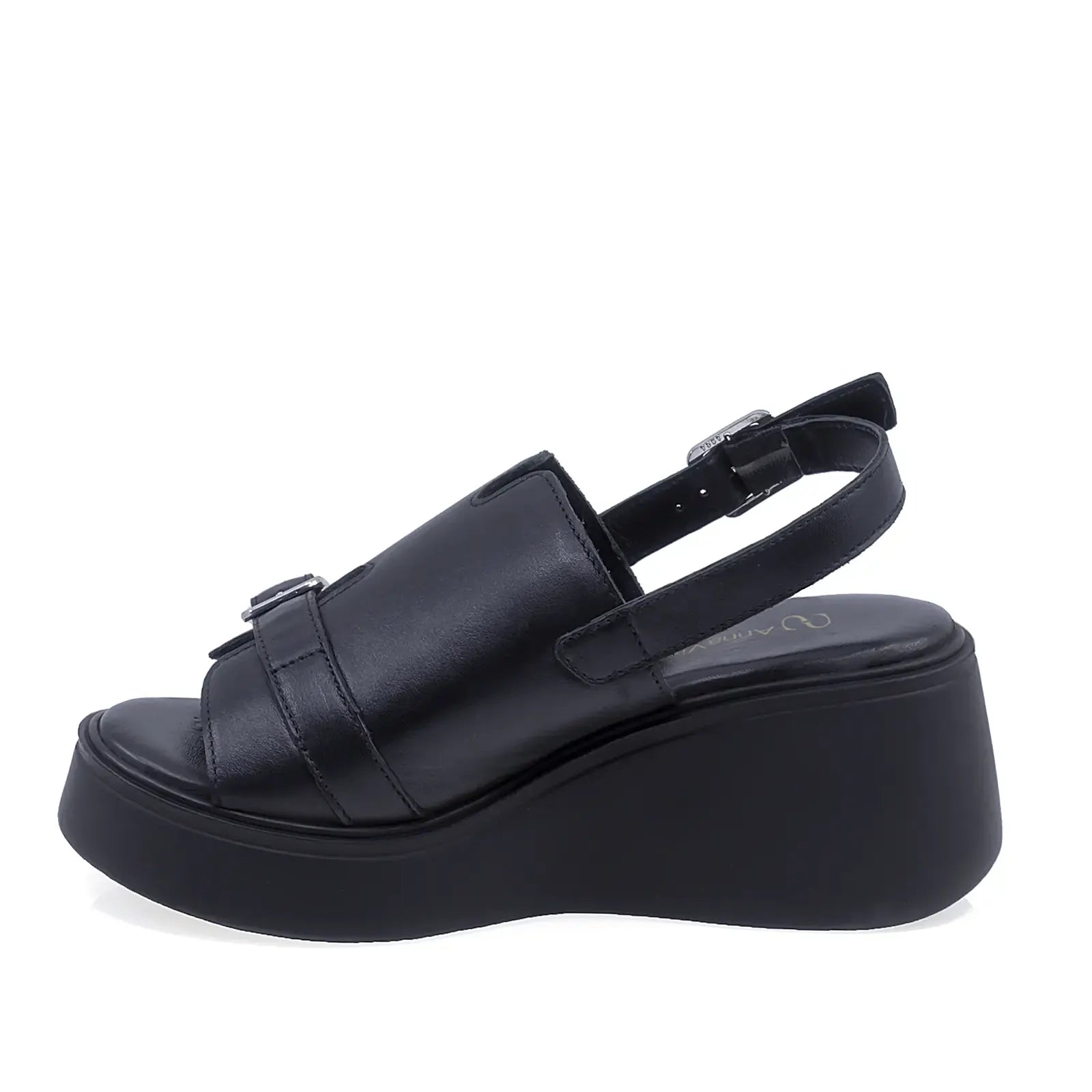 Sandale dama casual Anna Viotti D202-82377 negre din piele naturala vedere laterala stanga confort zilnic