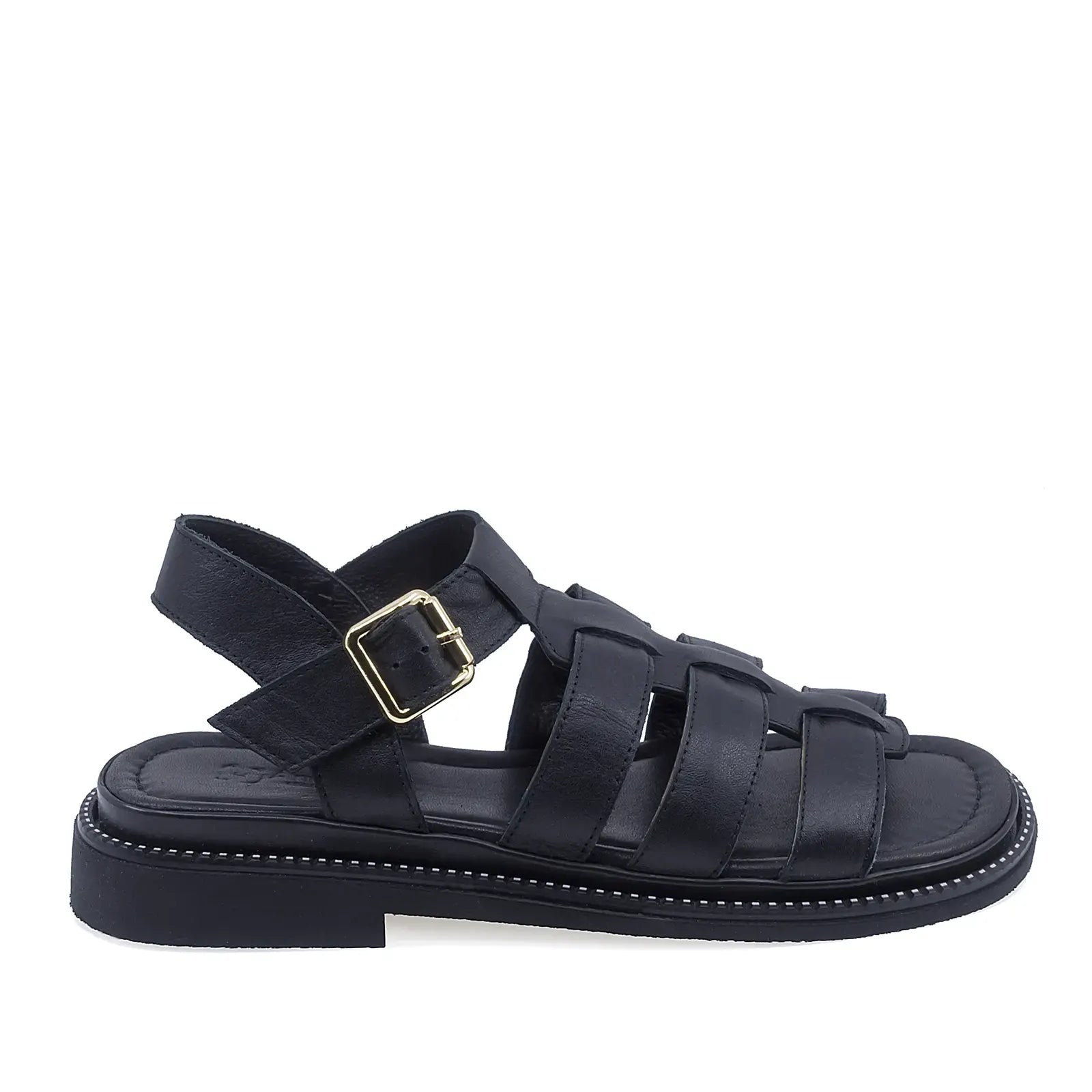 Sandale dama casual Anna Viotti D50-1814 negre vedere lateral dreapta cu toc comod de 3 cm
