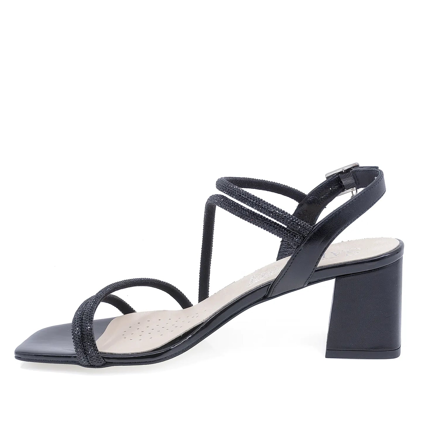Sandale elegante damă negre Sala 20264, lateral stânga – siluetă elegantă și stil versatil pentru orice ținută