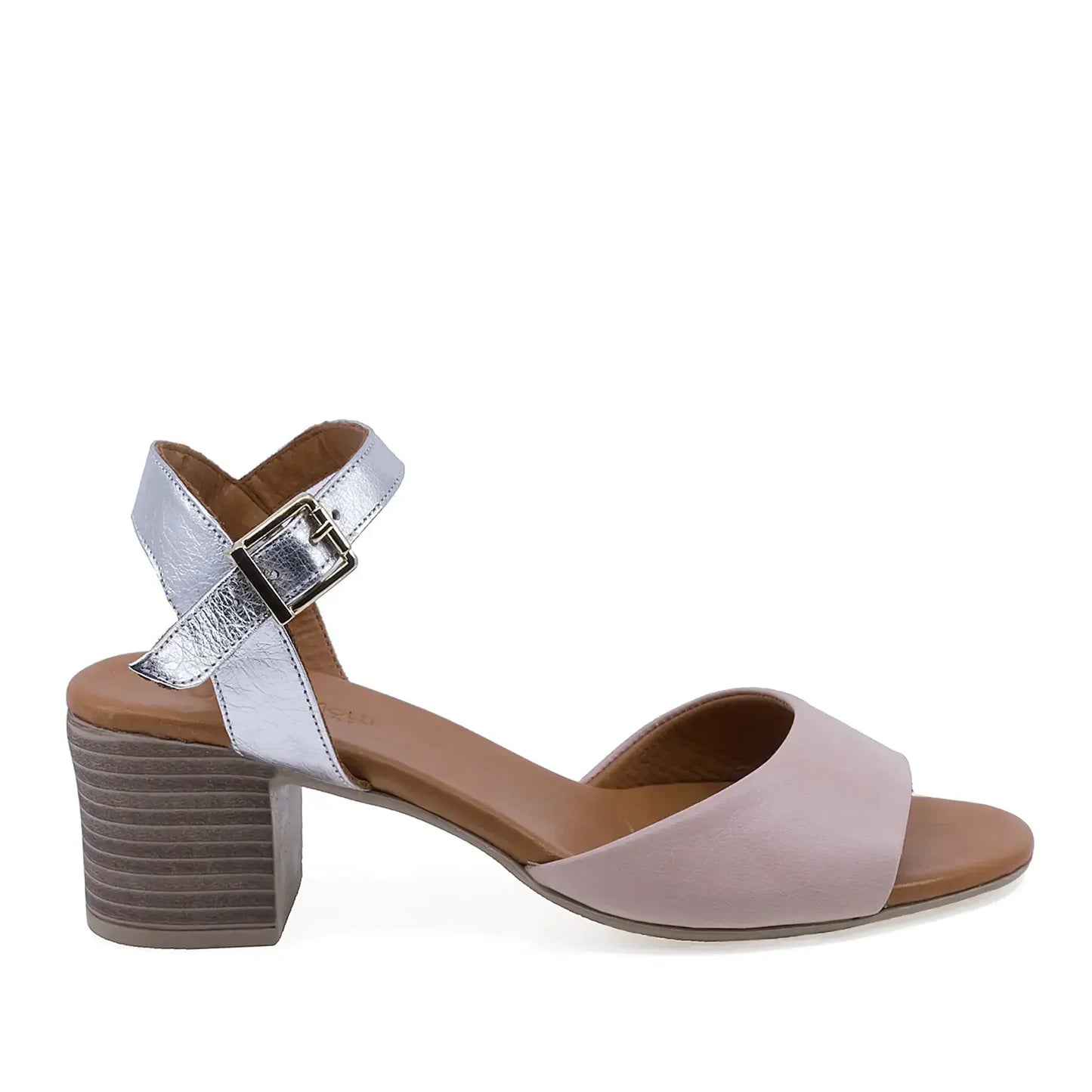 Sandale dama Anna Viotti D58-3036 piele naturala pudra argintiu vedere laterala dreapta design elegant