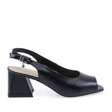 Sandale damă elegante Sala 20722 negre, vedere laterală dreapta, cu toc pătrat de 6 cm și susținere optimă
