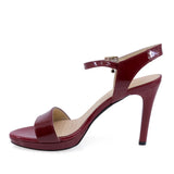 sandale dama elegante rosii Sala 9163 lateral stanga design cu platforma si toc inalt