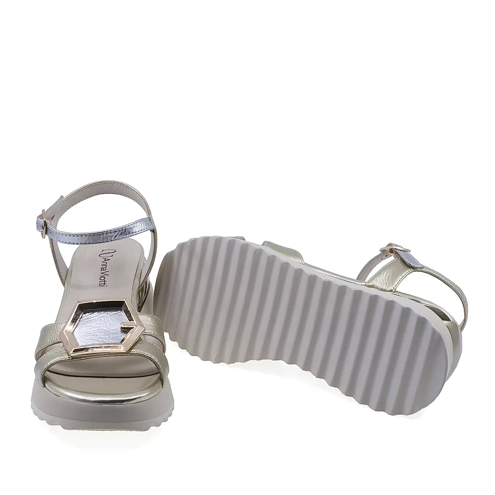 Sandale dama Anna Viotti D106-RD909-A823 cu talpa ortopedica usoara de 3,5 cm confortabila si stabila