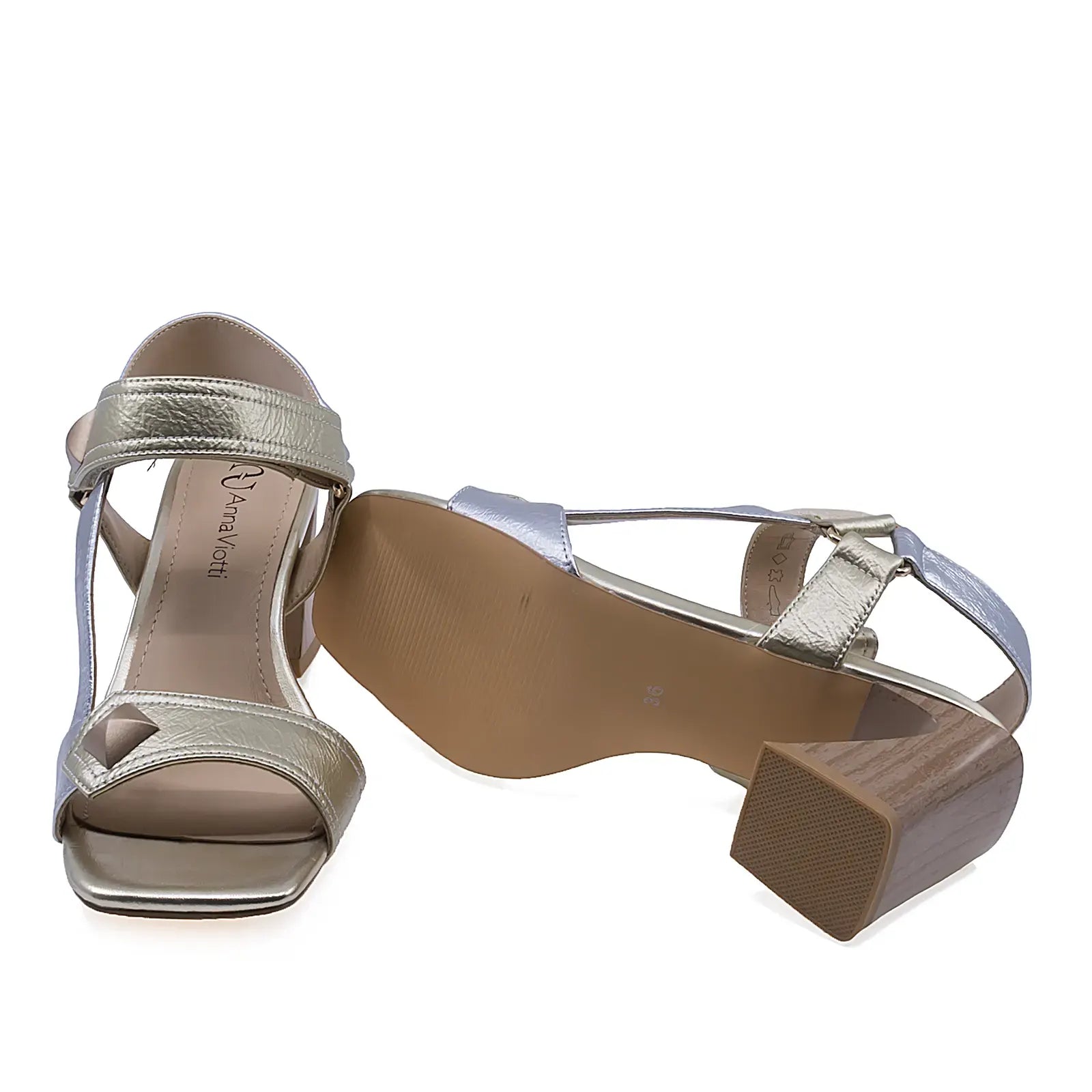 Sandale dama Anna Viotti D106-RD1365-B26 cu toc de 7 cm stabil si elegant