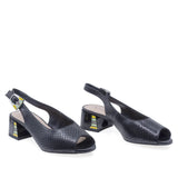 Sandale damă elegante negre Anna Viotti D105-6369P – vedere frontală, ideale pentru ținute elegante