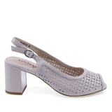 Sandale damă elegante bej din piele naturală Feeling 26-570, lateral dreapta, toc pătrat 7 cm stabil