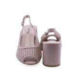 Sandale elegante roz Feeling 26-570, vedere din spate – toc pătrat de 7 cm pentru stabilitate și postură elegantă