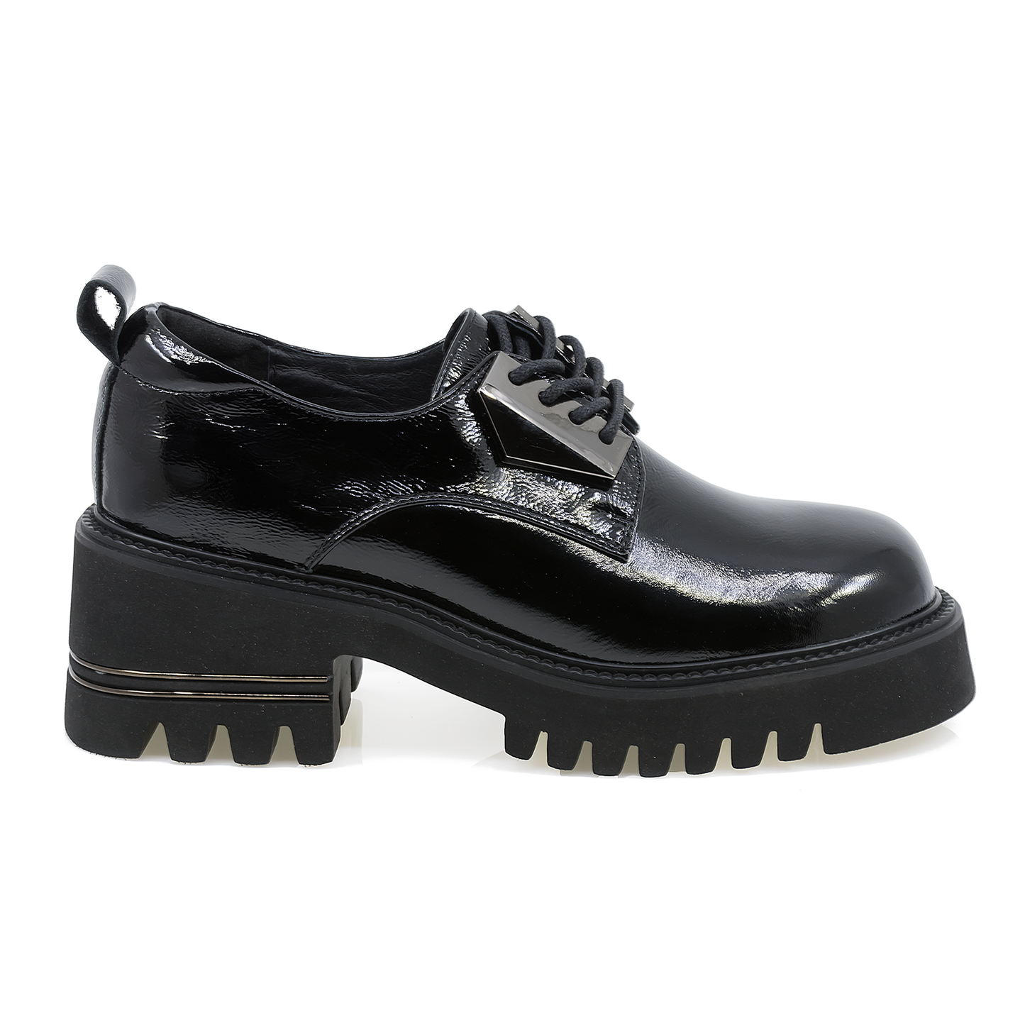 Pantofi dama casual Feeling piele lacuita D605-03 negru