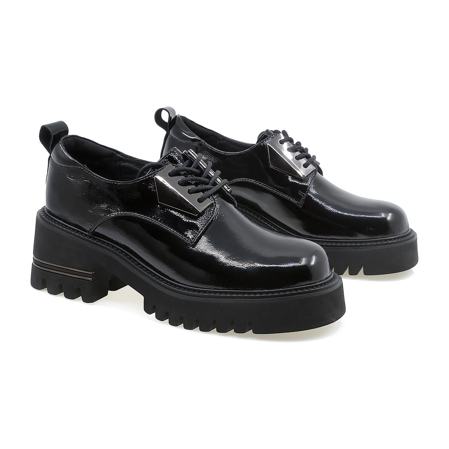 Pantofi dama casual Feeling piele lacuita D605-03 negru