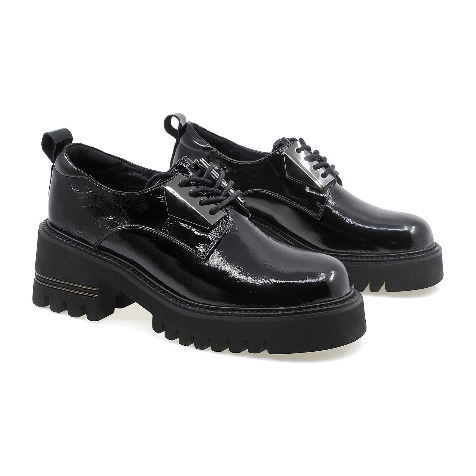 Pantofi dama casual Feeling piele lacuita D605-03 negru