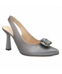 Pantofi dama din piele naturala Anna Viotti D 2661 silver grei