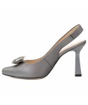 Pantofi dama din piele naturala Anna Viotti D 2661 silver grei