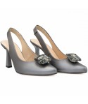 Pantofi dama din piele naturala Anna Viotti D 2661 silver grei